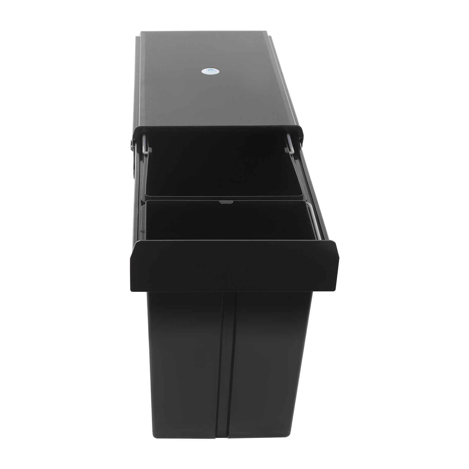 Black Pull Out Trash Can Under Cabinet with Lid, 10L+20L(2.64+5.28Gal) Dual Bin Kitchen Garbage Can, Hidden Under Sink Trash Can with Ordinary Rail