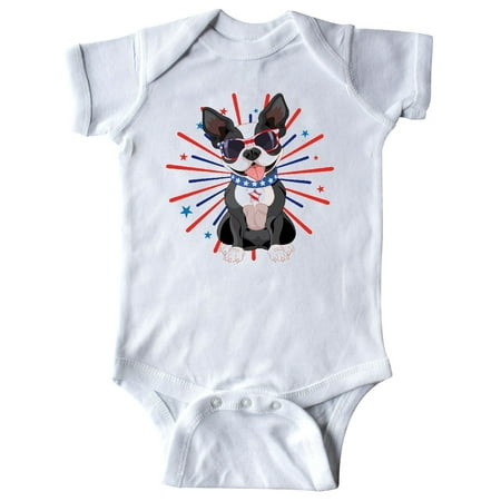 

Inktastic Boston Terrier Dog 4th of July USA Patriotic Gift Baby Boy or Baby Girl Bodysuit