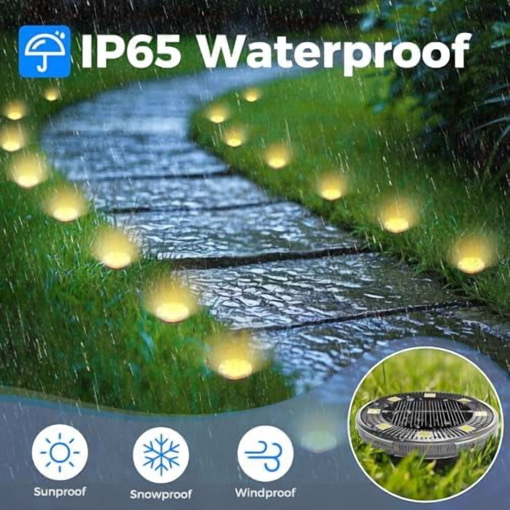 Peasur 24 Pack Solar Ground Lights Outdoor (Warm White), Solar Disc Lights, Flat Solar Lights