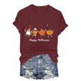 thumbnail image 6 of mgoYE Womens Halloween T Shirt Fall Spooky Season Doodle Graphic Short Sleeve Autumn Tops Blouse Womens Shirts(Wine,3XL), 6 of 7