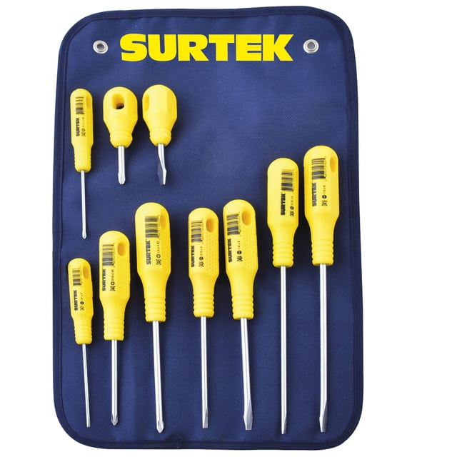 Juego De 10 Destornilladores SURTEK D400C Amarillos Combinado