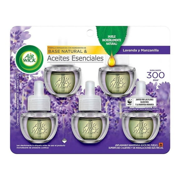 Repuesto de aromatizante ambiental Air Wick lavanda y manzanilla 5 repuestos de 20 ml c/u
