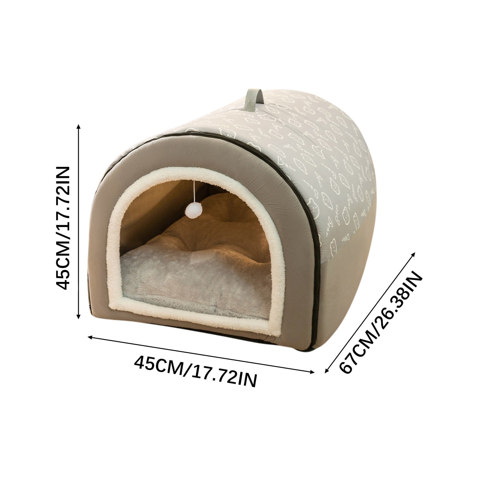 Fnochy Dog House Cozy, 2 in 1 Small Dog House, L Size for Small Medium Dog, Comfy Cave Portable House for Dogs, Warm Cave Sleeping Nest Bed for Cats and Dogs, Gray