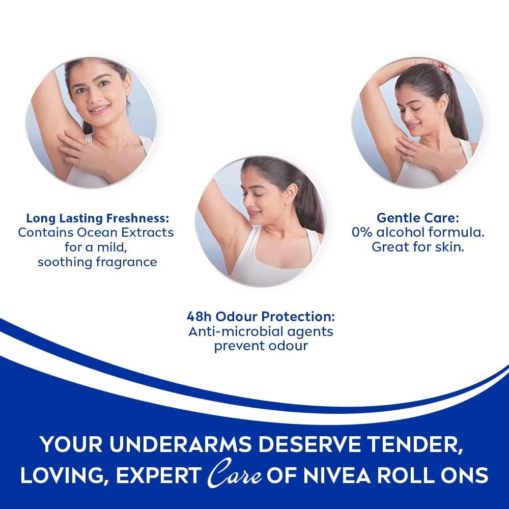 NIVEA WOMEN'S DEODORANT ROLL-ON Fresh Natural -Pack of 12