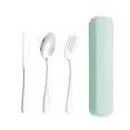 thumbnail image 2 of Stainless Steel Travel Cutlery Set Reusable Flatware With Portable Storage Case For Office Lunch Camping Green, 2 of 6