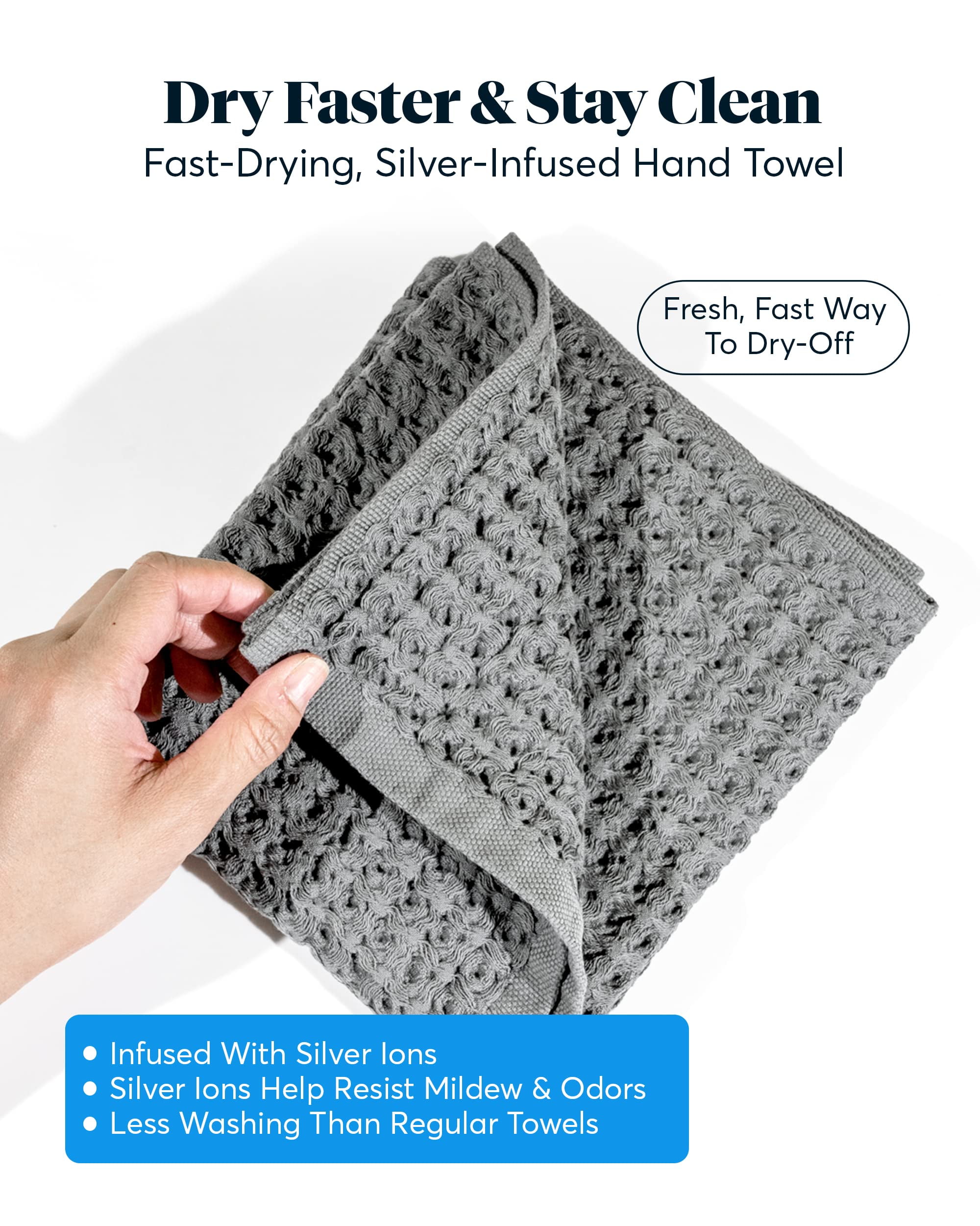 Silverthread Hand Towels - Grey – Sutera