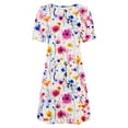 thumbnail image 3 of Summer Flower Dress for Women Casual Short Sleeve Crewneck Tank Dresses Beach Vacation Mini Sundress, 3 of 4