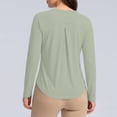 thumbnail image 3 of Qgtaibl UPF 50+ Sun Protection Long Sleeve Shirts for Women Crew Neck Curved Hem Rash Guard Quick Dry Lightweight Outdoor Workout Blouses for Hiking Running Beach Mint Green M, 3 of 5