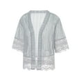 thumbnail image 6 of aturustex Women Casual See Through Lace Solid Color Crochet Cardigan Cover Up Jacket Plus Size Top, 6 of 9