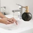 thumbnail image 4 of Marble Ceramic Soap Dispenser - 8.4oz Rust-Free Gold Pump for Bathroom & Kitchen | Compact Countertop Decor with Non-Fade Finish | Hand Soap & Lotion Bottle for Sink Vanity, 4 of 7