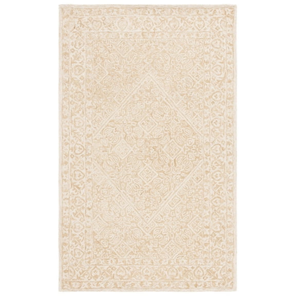 SAFAVIEH Dip Dye Felicia Floral Area Rug, Light Beige/Ivory, 5' x 8'