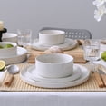 thumbnail image 6 of Famiware 12-Piece Stoneware Dinnerware Set with Plates & Bowls for 4, White, 6 of 11