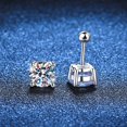 thumbnail image 4 of Pendientes de diamante de moissanita de laboratorio de corte redondo brillante de Color D para mujer, joyería de boda chapada en oro de Plata de Ley 925, 4 of 5