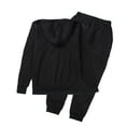 thumbnail image 2 of Kmbangi Men Sports Set, Solid Color Hoodie Zip Tops, Long Loose Pants Suit, 2 of 7