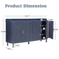 thumbnail image 3 of Weselon Farmhouse Sideboard Cabinet with 3 Rattan Doors,Kitchen Storage Cabinet with Adjustable Shelf and Metal Legs for Dining Living Room,Blue, 3 of 8