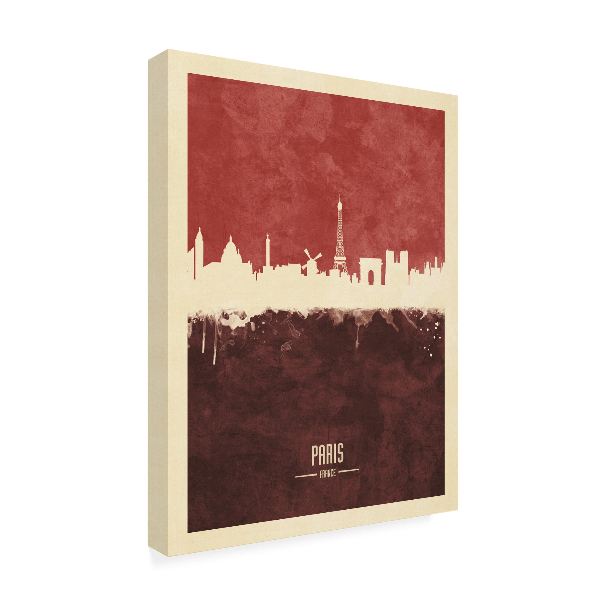 Trademark Fine Art 'Paris France Skyline Red II' Canvas Art by Michael Tompsett