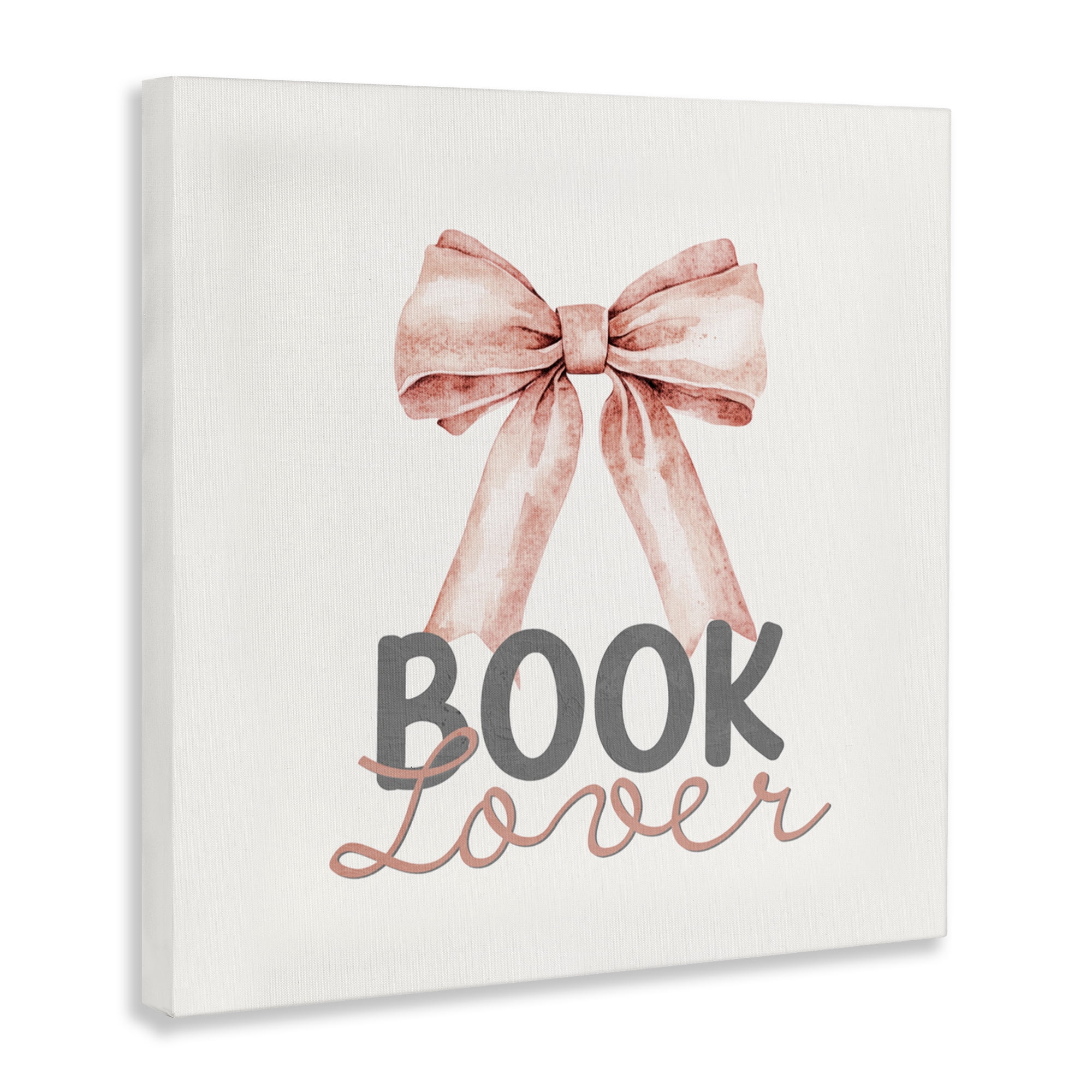 Stupell Industries Book Lover Pink Bow Canvas Wall Art, design by Kim Allen