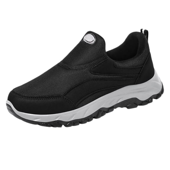 GrmtClth Mens Slip On Walking Sneakers Lightweight Breathable Mesh Non Slip Rugged Sole Comfort Casual Outdoor Loafer Shoes Black (US/7.5)