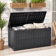 thumbnail image 2 of Gymax 120 Gal Outdoor Deck Box All-Weather Lockable Storage Bin w/ Lid & Handles Black Black, 2 of 10