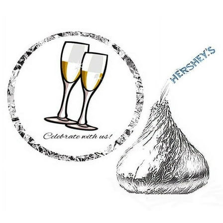 216 Wedding Wine Glasses Party Favor Hershey's Kisses Stickers / Labels