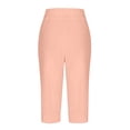 thumbnail image 6 of Tnhcen Women's Plus Size 4XL-5XL Low-Rise Slim-Fit Capri Pants · Casual Drawstring Waist Ankle Pants · Stretch Gabardine Solid Color Button-Pocket Seven-Inch Trousers, 6 of 9