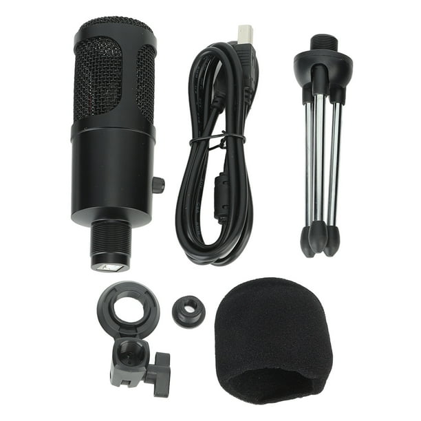 Micrófono de condensador con reducción de ruido para PC, ordenador, micrófono USB para juegos, transmisión en vivo y grabación.