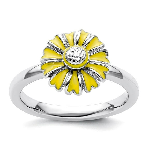 925 Sterling Silver Polished Stackable Daisy Ring Size 7 Stackable Ring for Women - 4.1 Grams