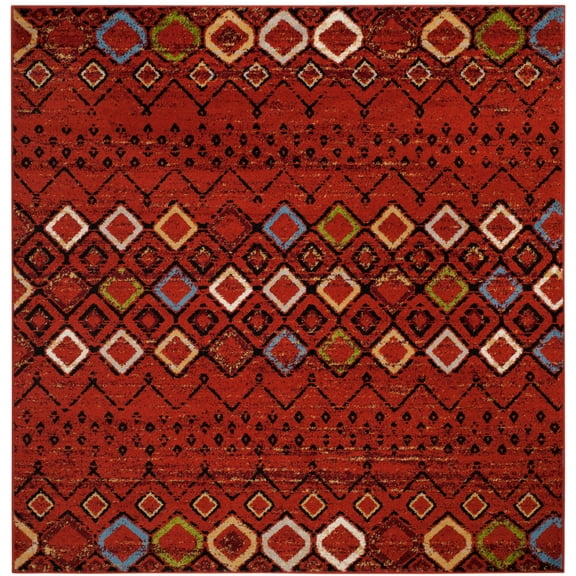 Safavieh Amsterdam Gladwin Geometric Area Rug, Terracotta/Multi, 8' x 8' Square