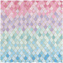 72"x72" Mermaid Scales Shower Curtain for Bathroom Ocean Under The Sea Pink and Blue Girl Home Bath Decors Durable Waterproof Fabric (NO Glitter) Machine Washable