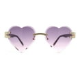 thumbnail image 2 of Womens Rimless Rhinestone Jewel Heart Shape Luxury Sunglasses Gold - Purple, 2 of 4