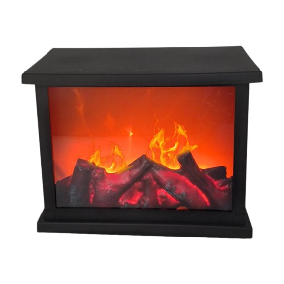 Almencla Fireplace Lantern Decorative Portable Fireplace Flameless Fire Light Realistic Flame Atmosphere Light LED Flame Room Decor