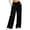 Black 04, variant on Karymi Elastic Waist Drawstring Wide Leg Pants Woman, Front Seam Casual Trousers with Side Pockets