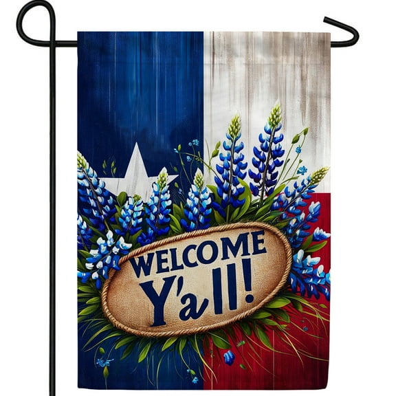 America Forever Texas Blue Bonnets Garden Flag , 12.5x18 inch Double Sided, Welcome Y'all Texas State Flags, Patriotic Seasonal Outdoor Decorative Welcome Yard Banner for Home Decor