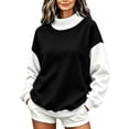 thumbnail image 5 of Aswuknt Women's Mock Neck Color Block Sweatshirt Long Sleeve Pullover Top Relaxed Fit Casual Fall Winter, 5 of 7