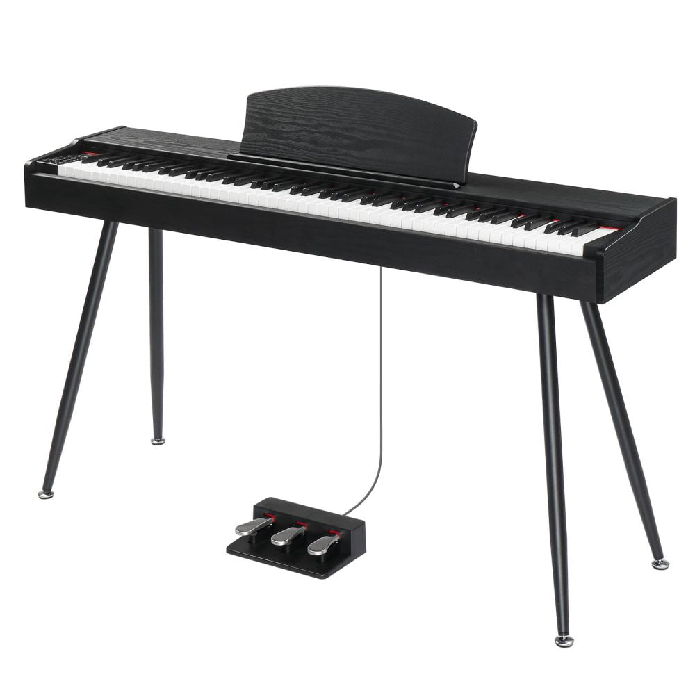 88 Key Standard Full Weighted Keyboards, Digital Piano with Metal Stand, Music Stand, Triple Pedals, Power Adapter, Headphones, Supports USB MIDI Connecting, for All Experience Levels, Black