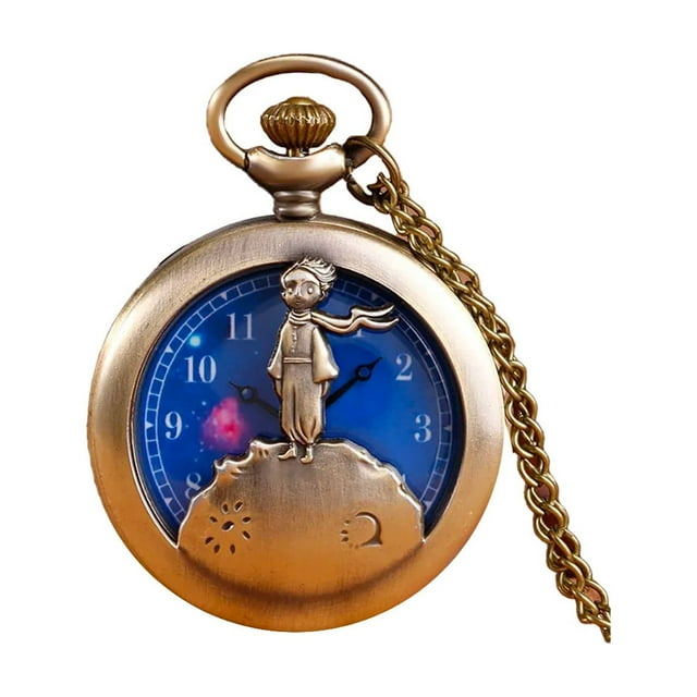 Reloj de bolsillo El Principito de cuarzo de metal de 4 cm con cadena