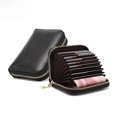 thumbnail image 1 of Tarjetero de piel de vaca de primera capa, tarjetero antirrobo RFID para mujer, tarjetero para hombre, cartera pequeña multifuncional con cremallera, 1 of 5