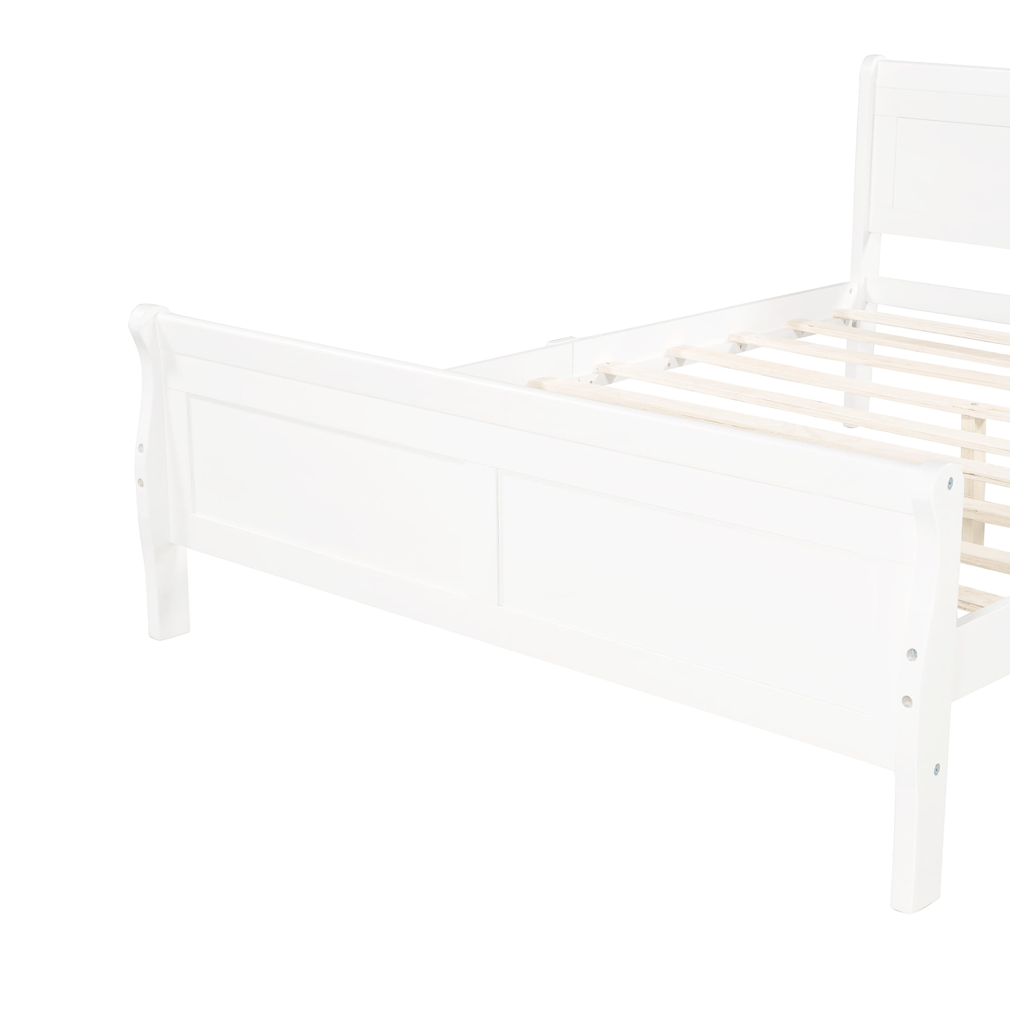 Holaki Full Size Wood Bed with Headboard for Kids, White