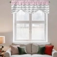 thumbnail image 2 of Grey Chevron Tie Up Valance Curtains for Windows, Kitchen Curtains Window Treatments, Geometric Pink Print Wavy Striped White Short Window Shades Valances for Bedroom Bathroom Cafe 54"x18", 2 of 8