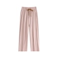 thumbnail image 3 of Womens Pants Cool Ice Silk Quick Dry Stretch Solid Drawstring Sports Pant Clearance Slacks For Women Pink M, 3 of 3