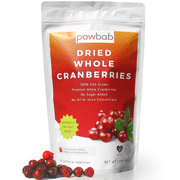 powbab Dried Cranberries Unsweetened (2.9 oz) - 100% USA Grown Organic Cranberry