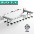 thumbnail image 3 of Windo Bathroom Glass Shelf, Floating Tempered Glass Wall Shelf, Rectangle, 16" with Railing, Chrome Polished, Modern, 3 of 8