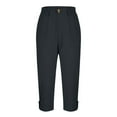 thumbnail image 6 of CFLVAEK Casual Capris for Women Plus Size Roll Up Cargo Pants with Pockets Comfy High Waisted Street Hiking Cropped Pants Dark Blue L, 6 of 7