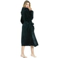 thumbnail image 3 of HEARTNICE Womens Hooded Fleece Robe, Plush Bathrobe Soft Warm Long Robes,(Black,S-M), 3 of 5