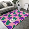 Area Rugs For Living Room Decor Green Purple Capybaras Soft Anti Slip