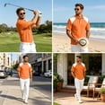 thumbnail image 6 of OIOLOYJM Polo Shirts for Men Raglan Short-Sleeve Relaxed Fit Casual Quick Dry Cotton Linen Patchwork Golf Shirts Lightweight Business Running Collared Clothes Saffron S, 6 of 7
