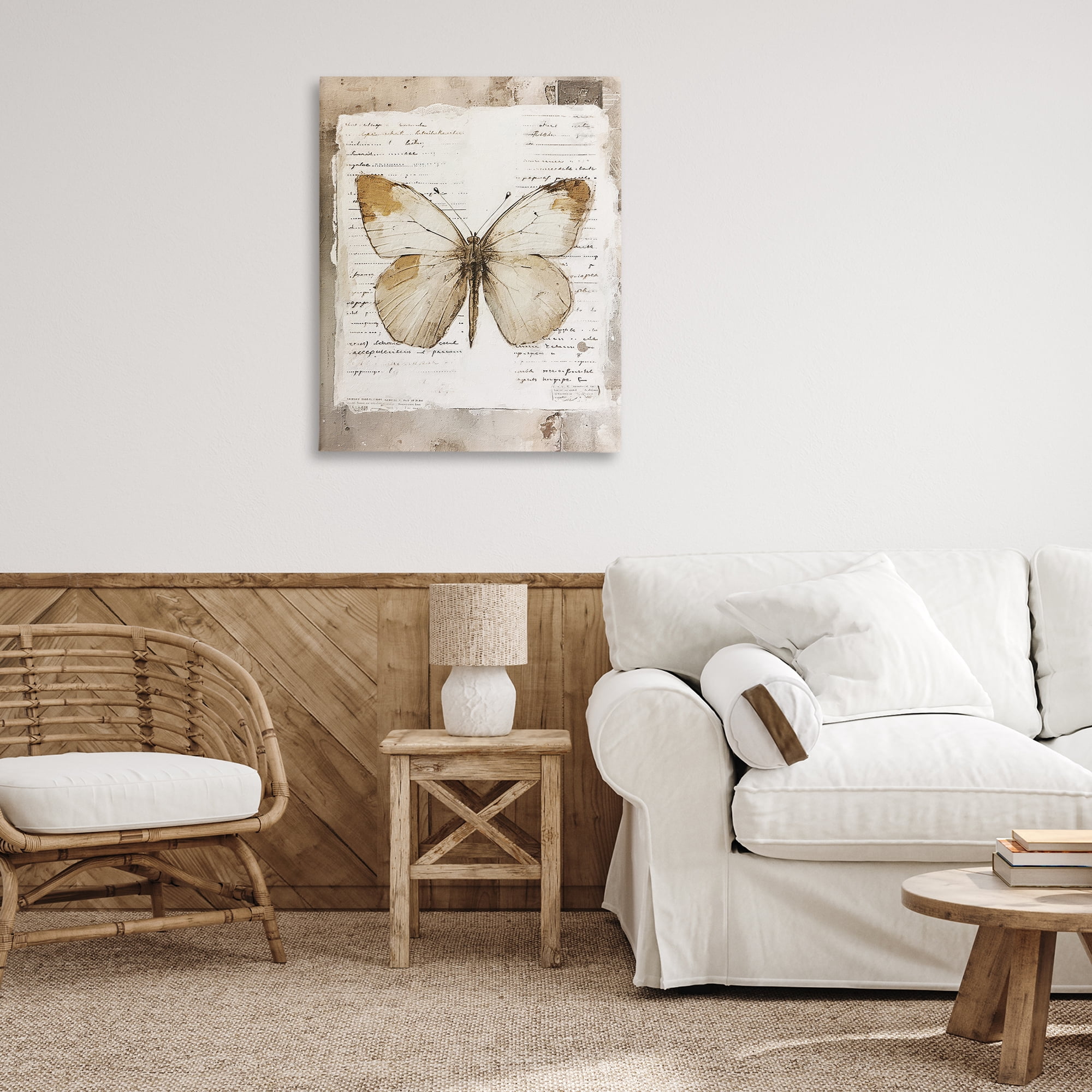 Stupell Industries Rustic Butterfly Collage Animals Painting Wrapped Canvas Art Print Wall Art, 30 x 40