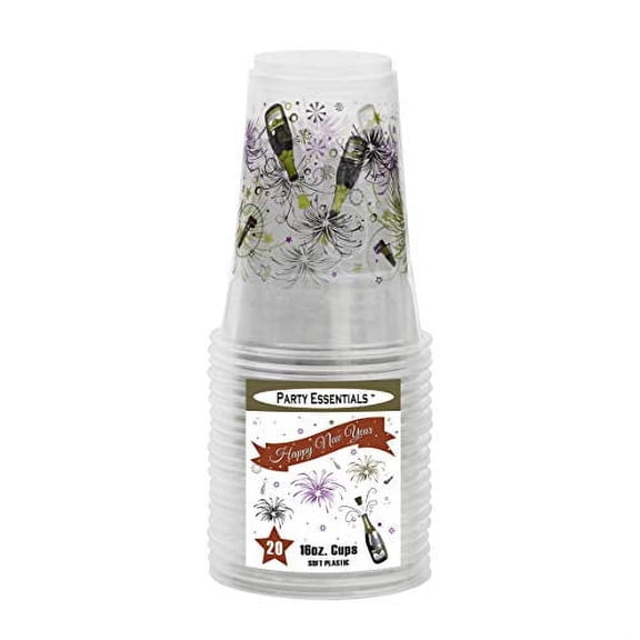 16oz Soft Plastic Cups - New Years 20ct