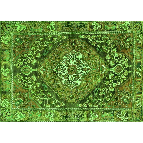Ahgly Company Indoor Rectangle Persian Green Traditional Area Rugs, 2' x 4'
