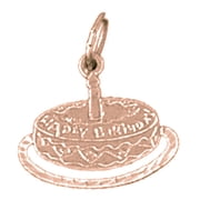 14K Rose Gold Birthday Cake Pendant - 17 mm
